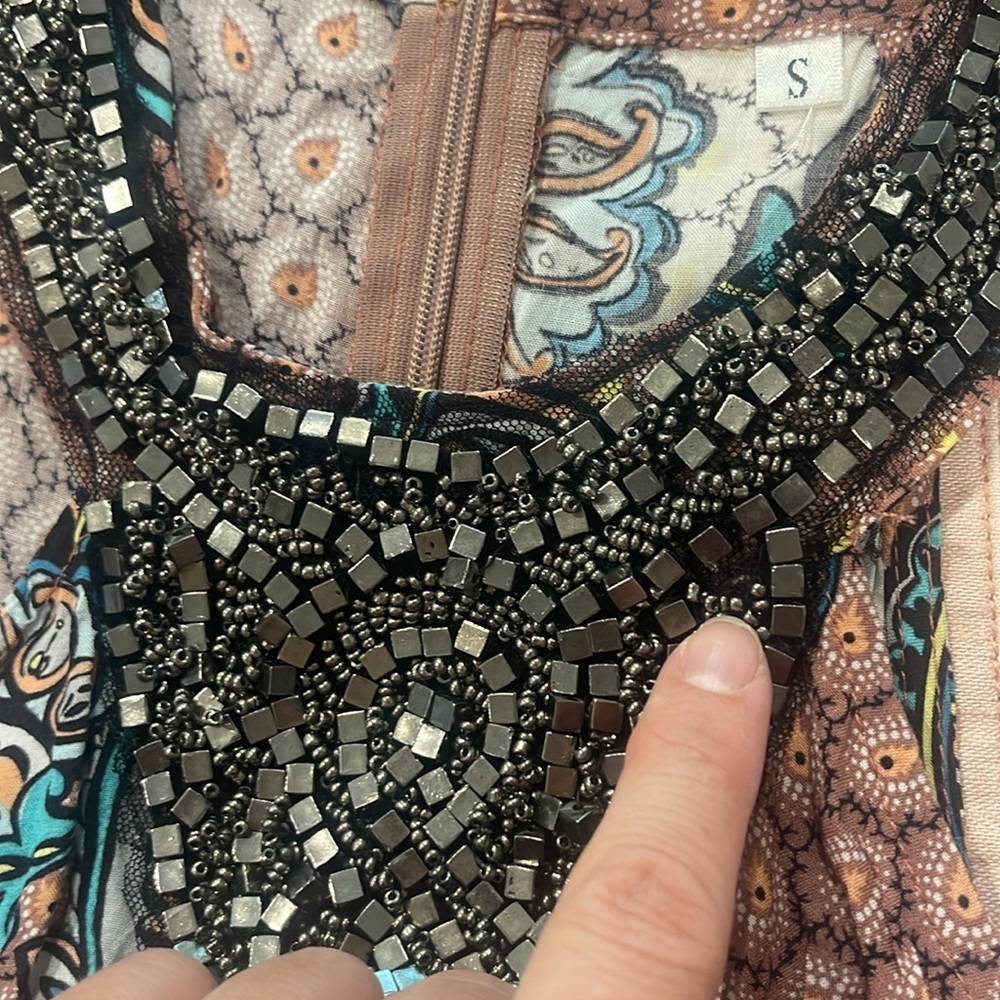 💗Matilda Paisley Print Romper Beaded Neckline - Picture 16 of 16